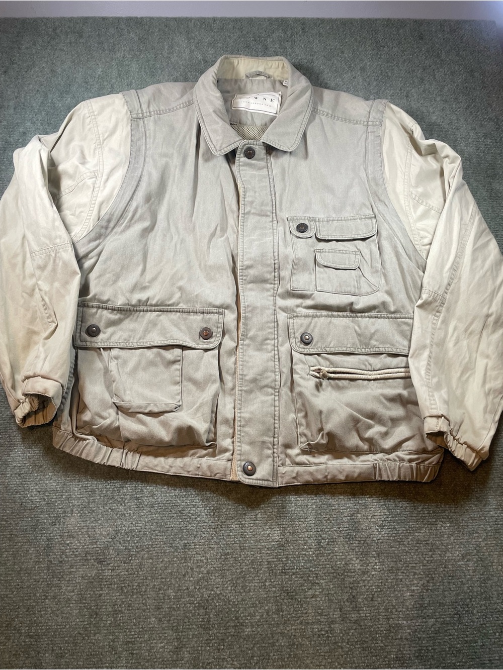 Towne by London Fog Two-Tone Beige Utility Field Jacket with zip off sleeves